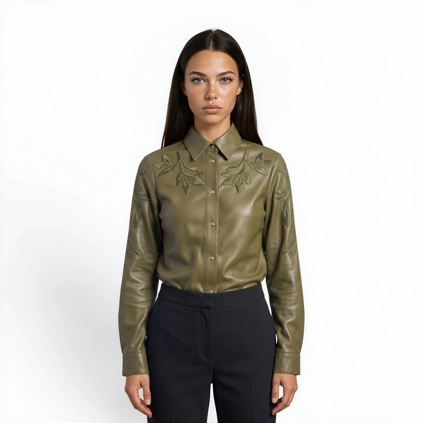 Embellished Lamb Leather Shirt
