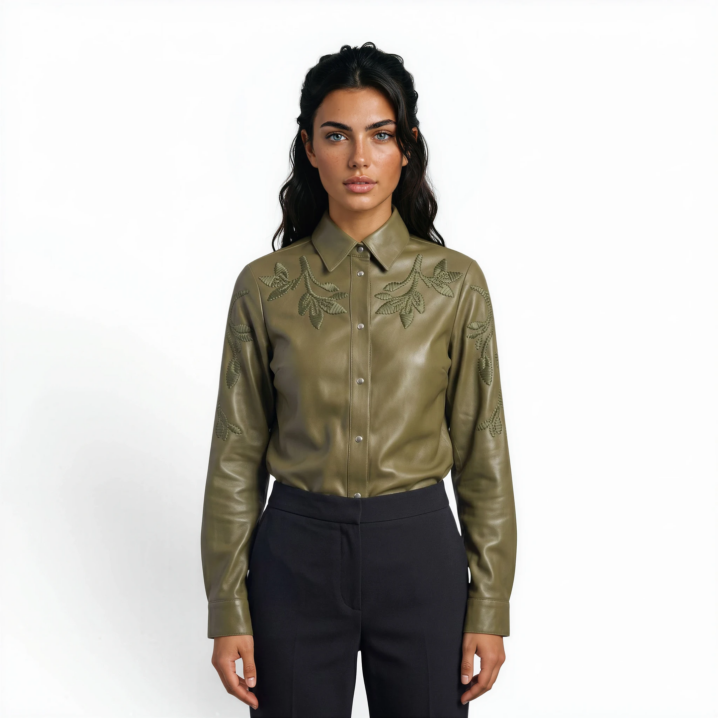 Embellished Lamb Leather Shirt