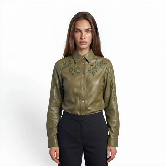 Embellished Lamb Leather Shirt