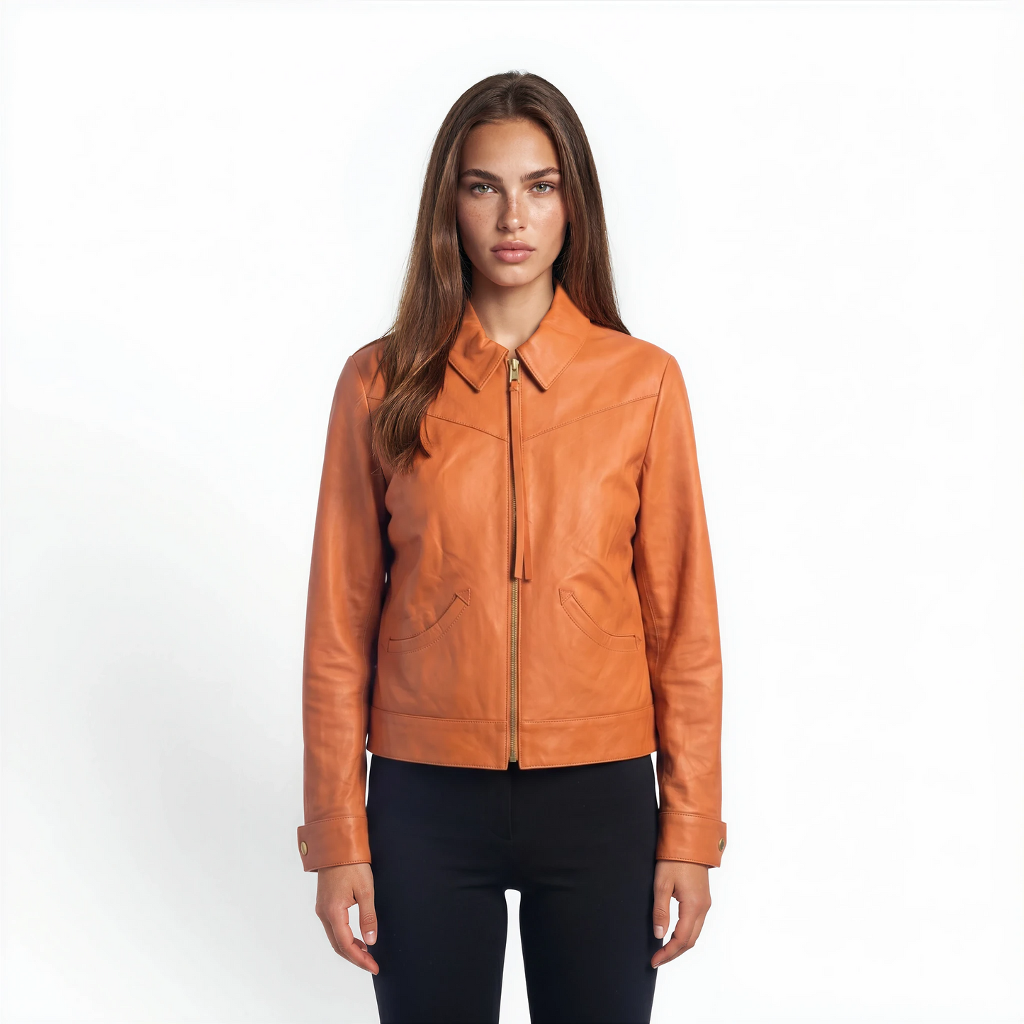 Cut & Stitch Two Pocket Bomber Lamb Leather Jacket