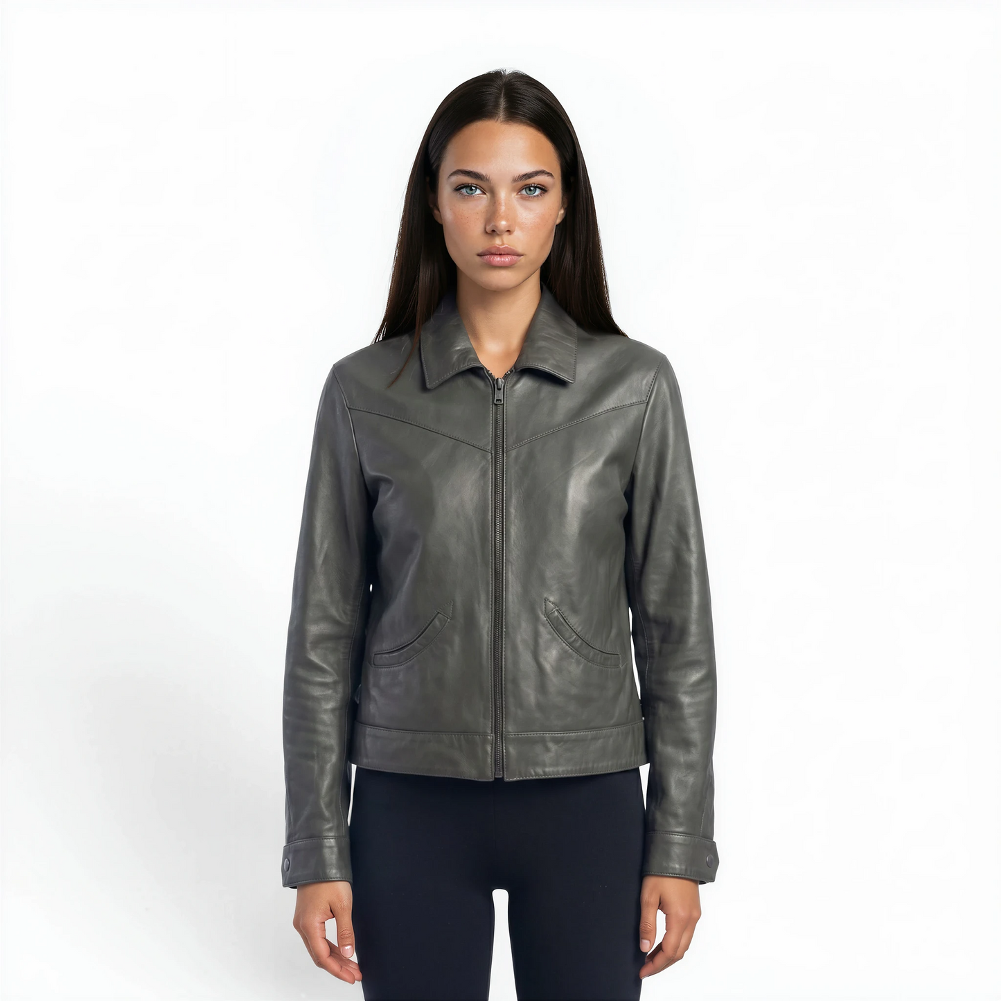 Cut & Stitch Two Pocket Bomber Lamb Leather Jacket