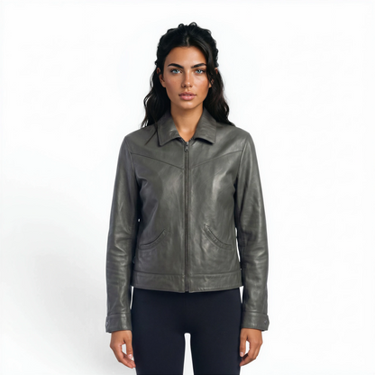 Cut & Stitch Two Pocket Bomber Lamb Leather Jacket
