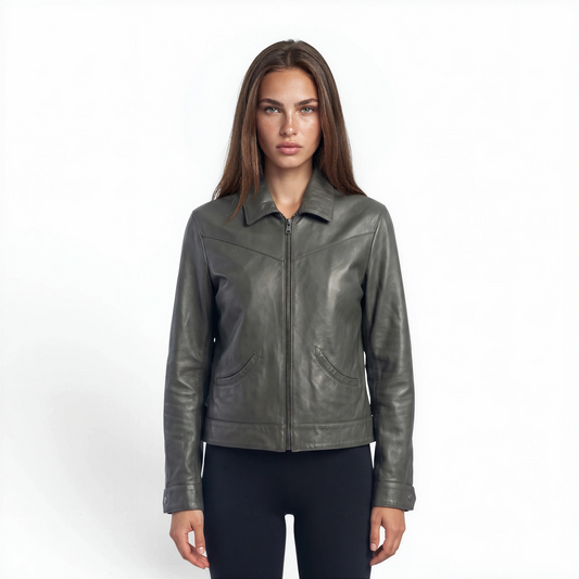 Cut & Stitch Two Pocket Bomber Lamb Leather Jacket