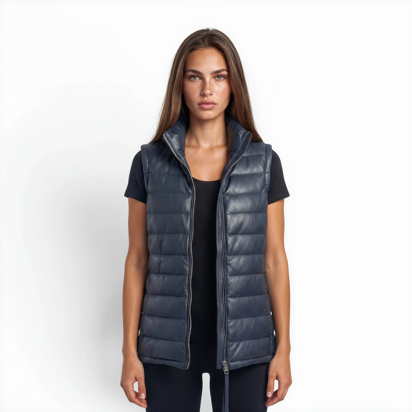 Puffer Vest Lamb Leather