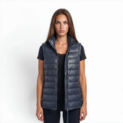 Puffer Vest Lamb Leather