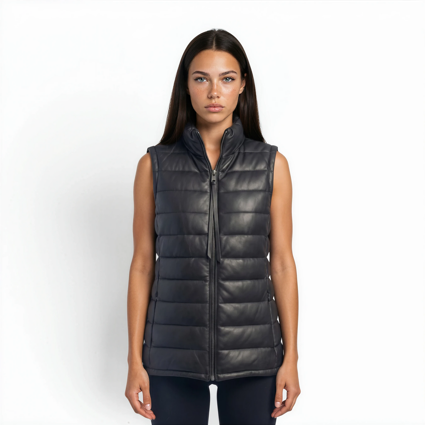 Puffer Vest Lamb Leather