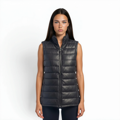 Puffer Vest Lamb Leather