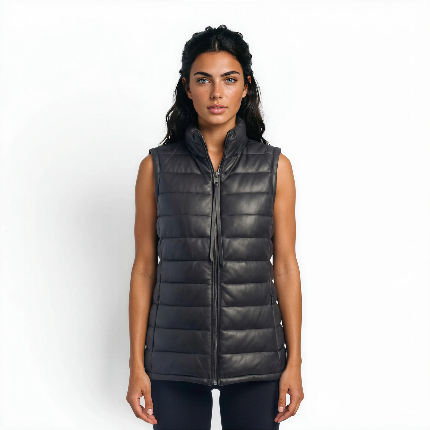 Puffer Vest Lamb Leather