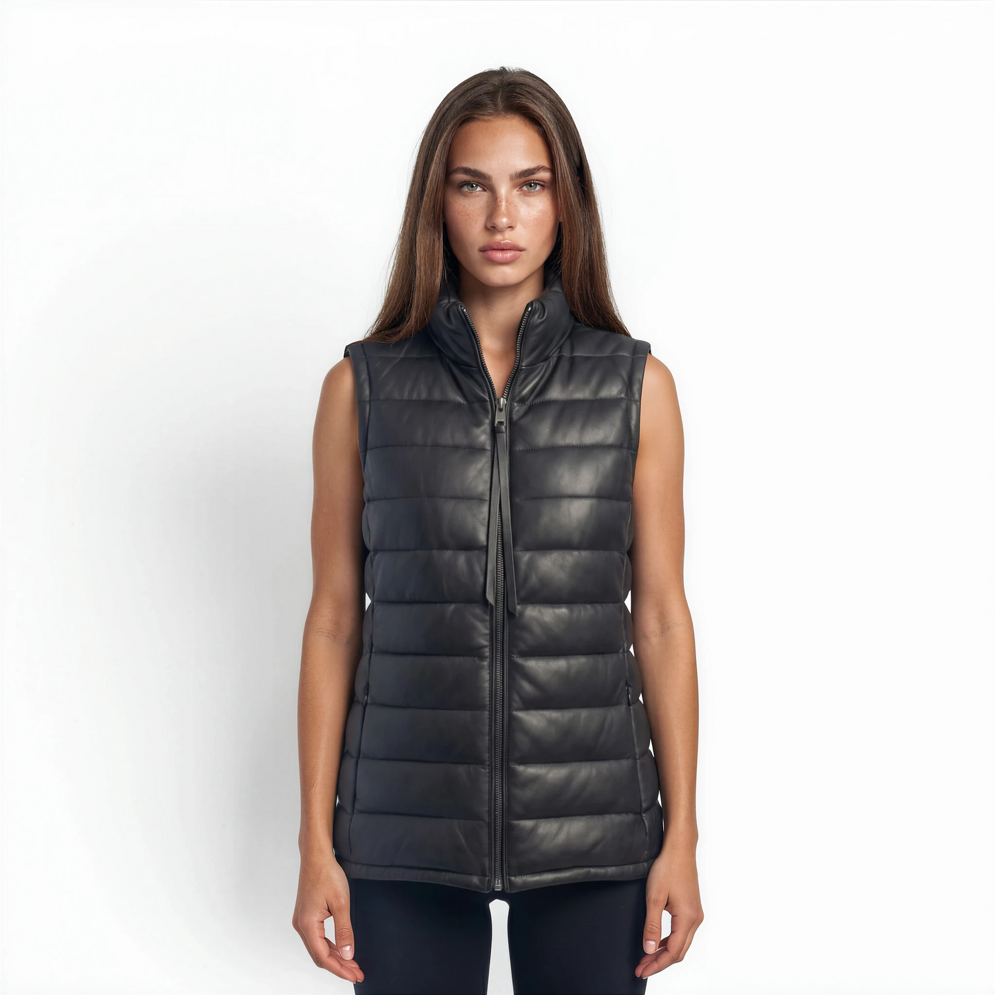 Puffer Vest Lamb Leather