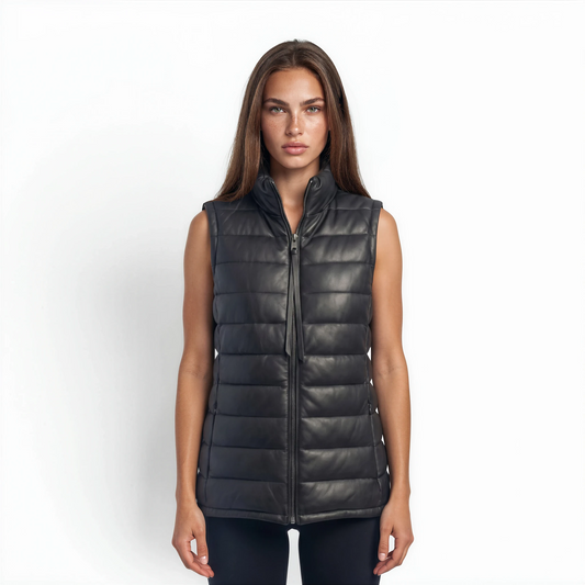Puffer Vest Lamb Leather