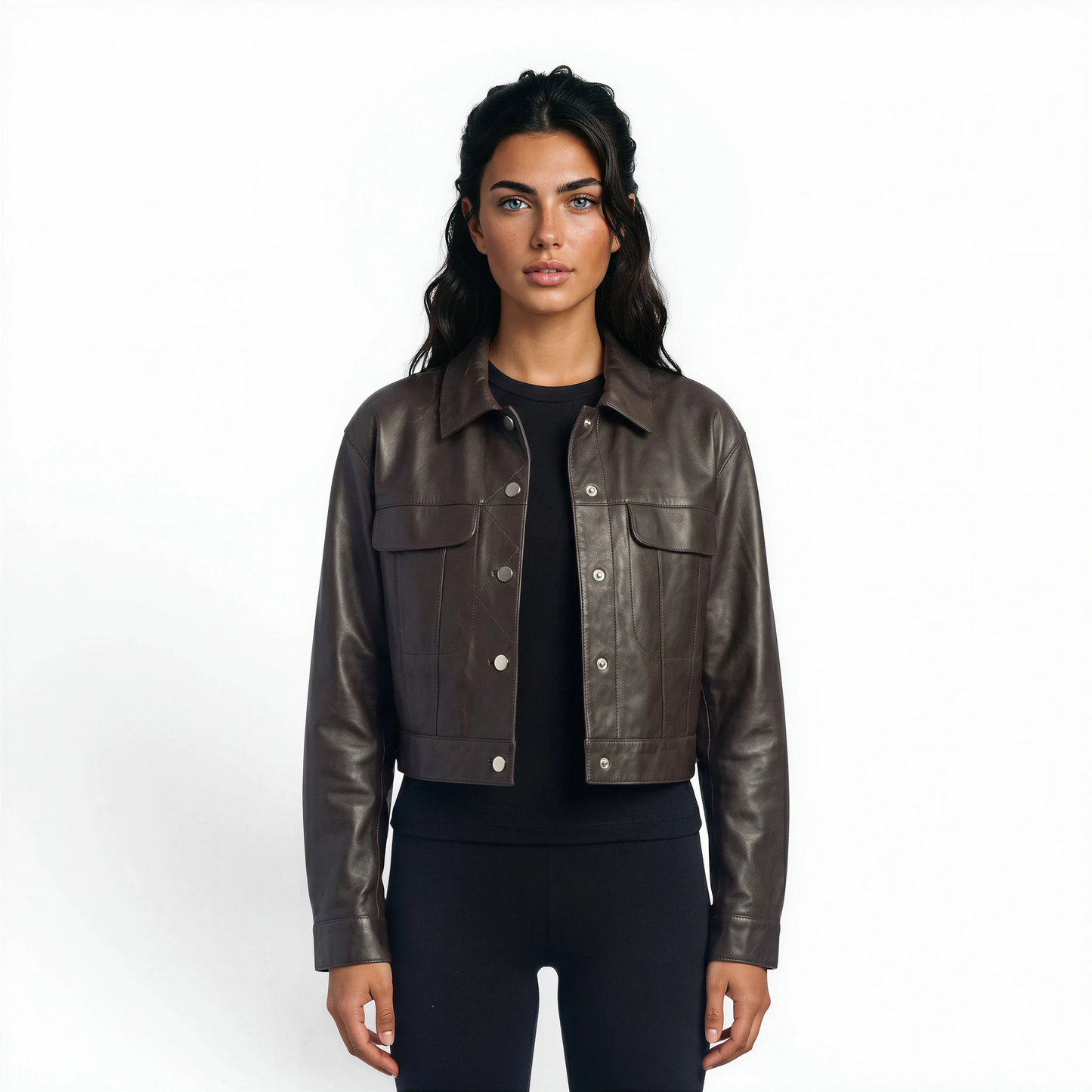 Cropped Two Pocket Lamb Leather Jacket