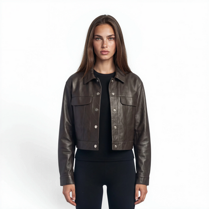Cropped Two Pocket Lamb Leather Jacket