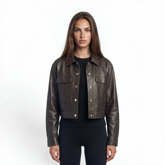 Cropped Two Pocket Lamb Leather Jacket
