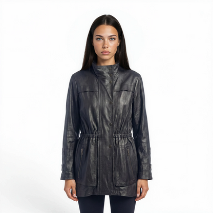 Crinkle Lamb Leather 3/4 Jacket