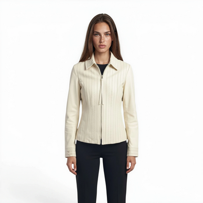 Multi Stitch Lamb Leather Zip Jacket