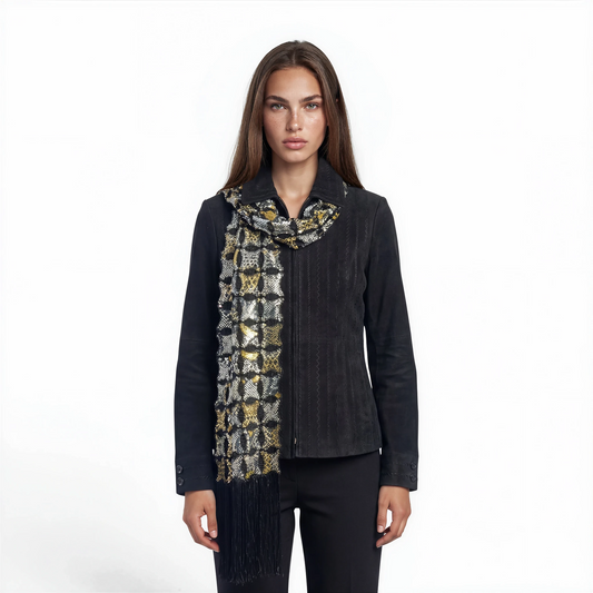 Multi Stitch Lamb Leather Zip Jacket