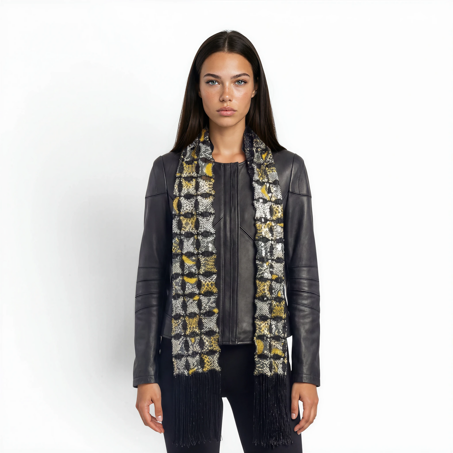 Cutwork Stitched Bomber Lamb Leather Jacket