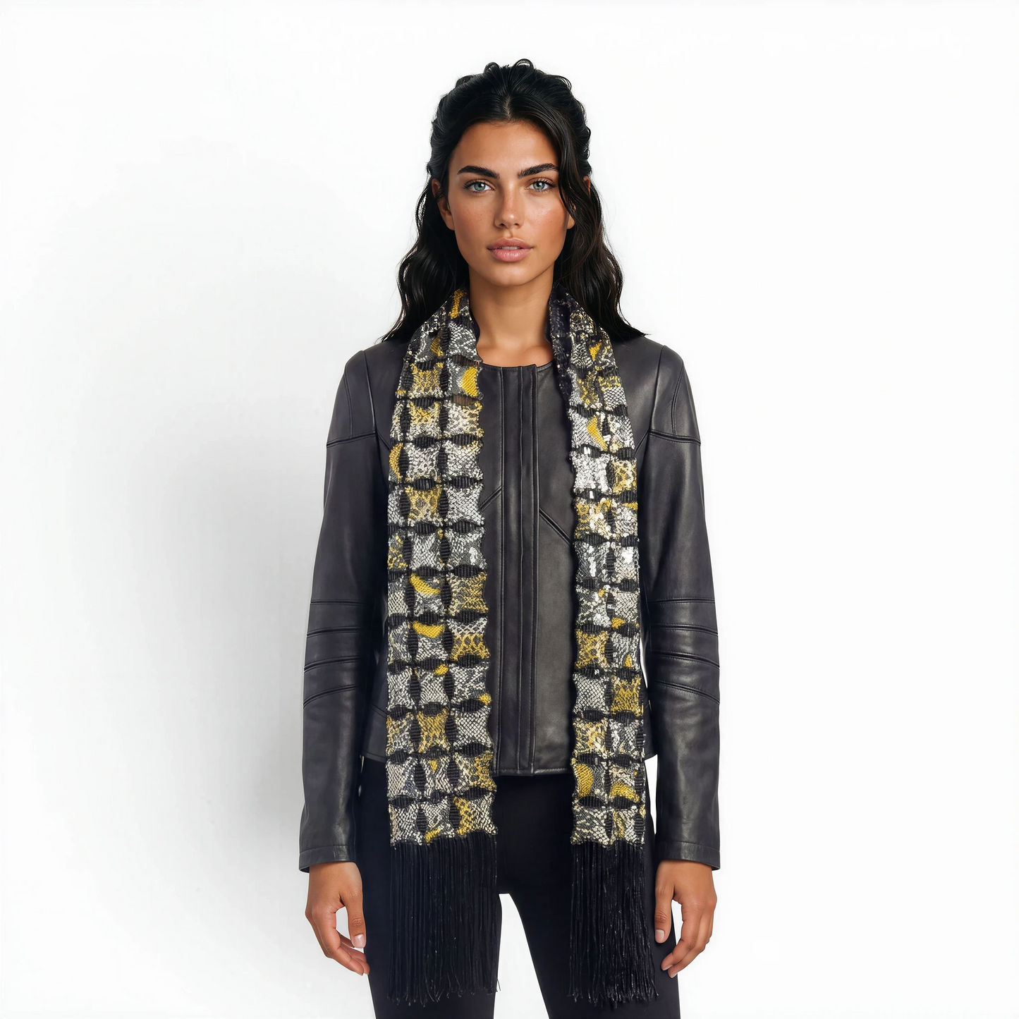 Cutwork Stitched Bomber Lamb Leather Jacket