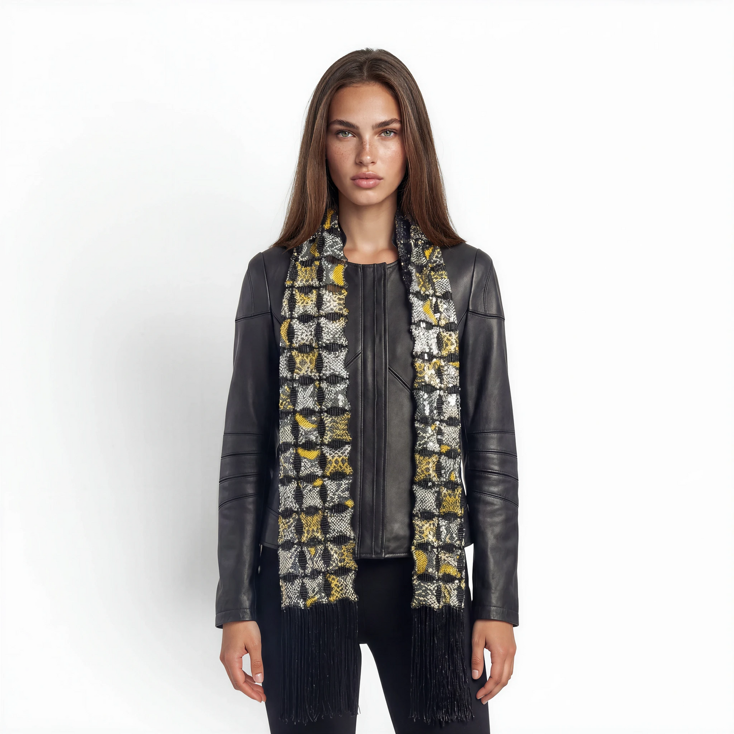 Cutwork Stitched Bomber Lamb Leather Jacket