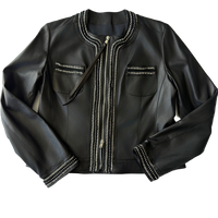 <P>NERLA<BR> ROUND NECK EMBELLISHED LAMB LEATHER JACKET</P>