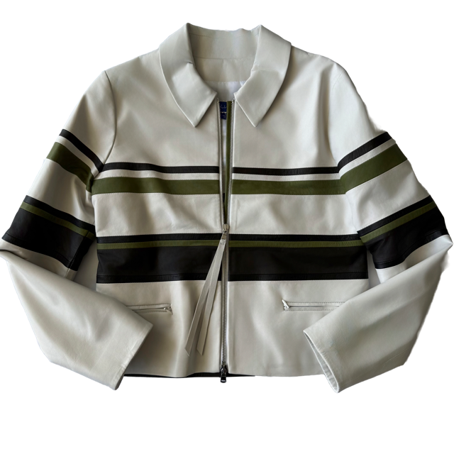 <P>CHIARA<BR> COLOR BLOCK LAMB LEATHER BOMBER (ADDITIONAL COLORS)</P>
