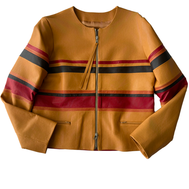 <P>CHIARA<BR> COLOR BLOCK LAMB LEATHER BOMBER (ADDITIONAL COLORS)</P>