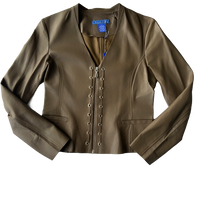 <P>31389G<BR> V-NECK GROMMET LAMB LEATHER JACKET</P>
