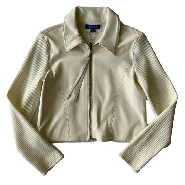 <P>904<BR>  LAMB LEATHER TRIM KNIT JACKET (ADDITIONAL COLORS)</P>