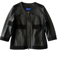 <P>CHANNIS<BR> CUTWORK TRIMMED SUEDE & LEATHER JACKET</P>