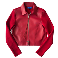 <P>904<BR>  LAMB LEATHER TRIM KNIT JACKET (ADDITIONAL COLORS)</P>