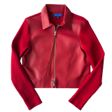 <P>904<BR>  LAMB LEATHER TRIM KNIT JACKET (ADDITIONAL COLORS)</P>