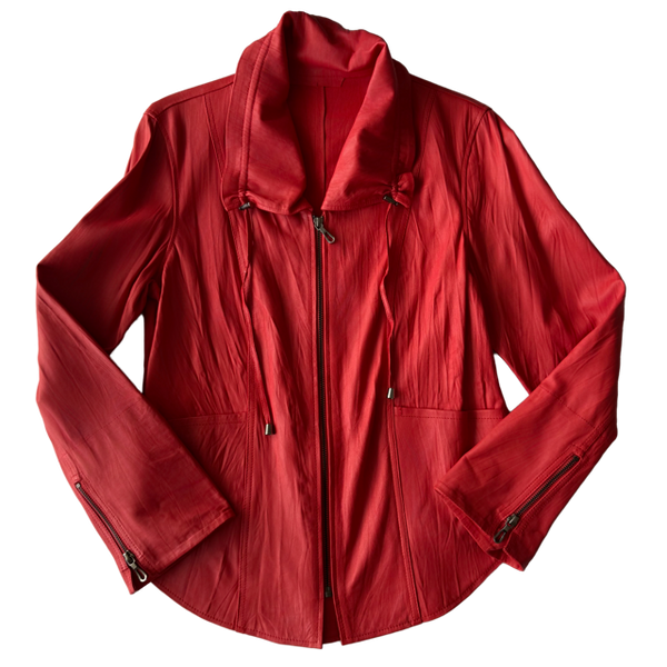 <P>124<BR> CRINKLE LAMB LEATHER ZIP FRONT SHIRT (ADDITIONAL COLORS)</P>
