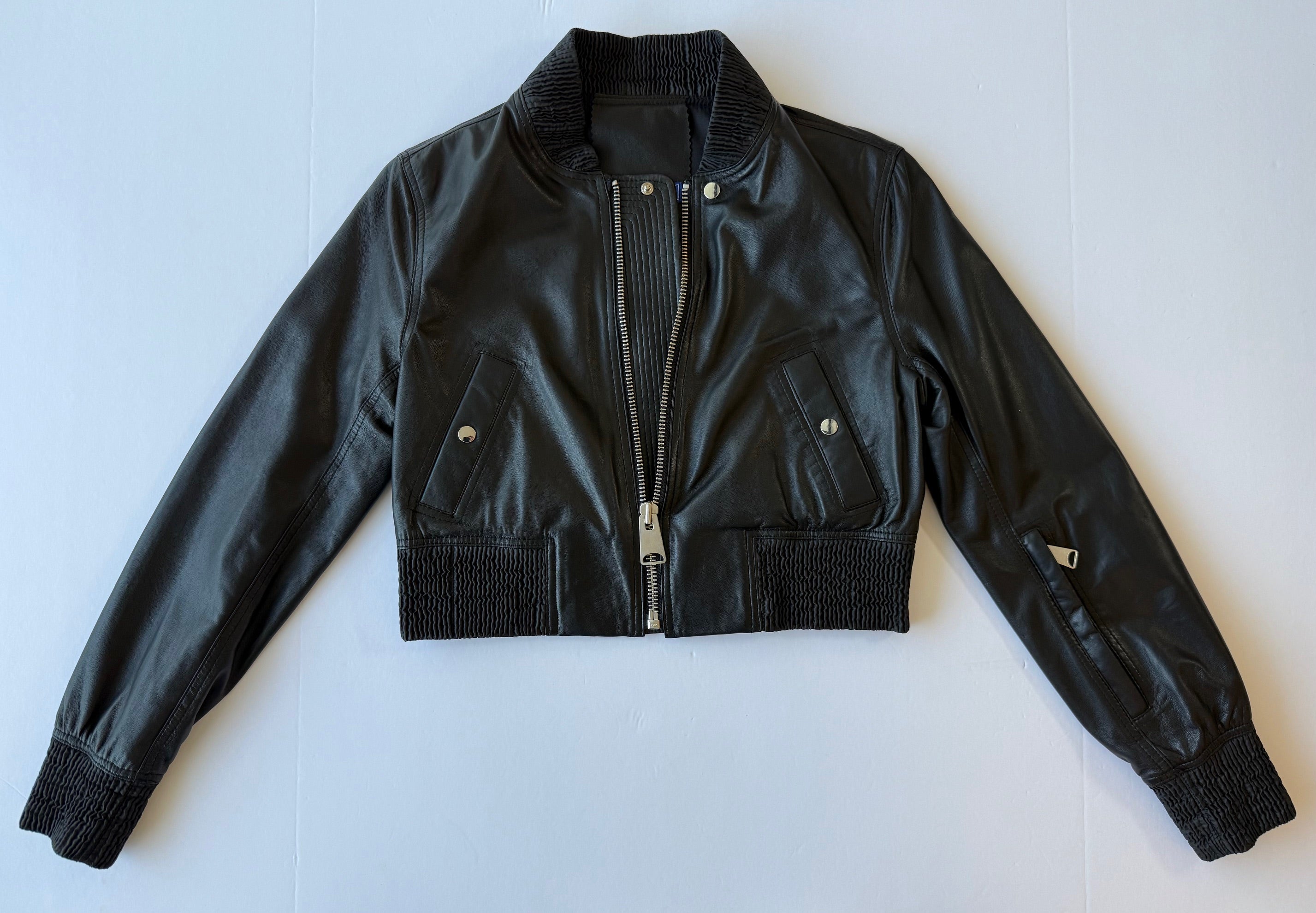 <P>1002<BR> LAMB LEATHER SHORT CROPPED JACKET </P>