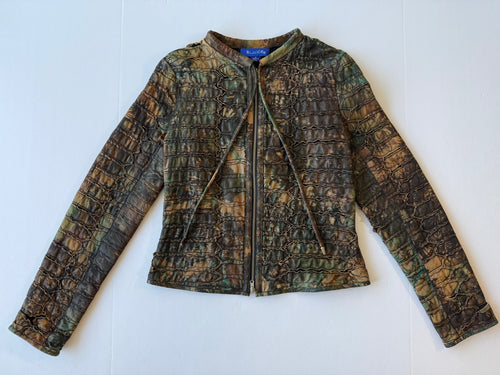 <P>1099P<BR> LAMB LEATHER CUT WORK HAND PAINTED JACKET </P>