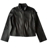 <P>3242<BR> EMBELLISHED STAND COLLAR BOMBER LAMB LEATHER JACKET (ADDITIONAL COLORS)</P>