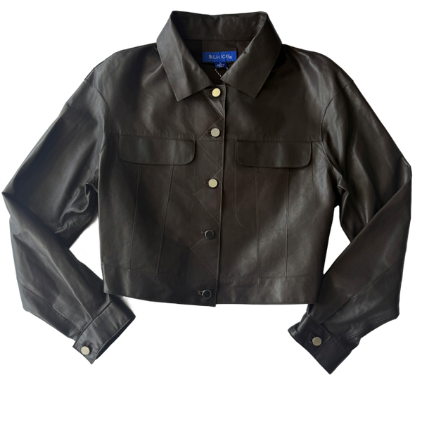 <P>31126X<BR> CROPPED TWO POCKET LAMB LEATHER JACKET</P>