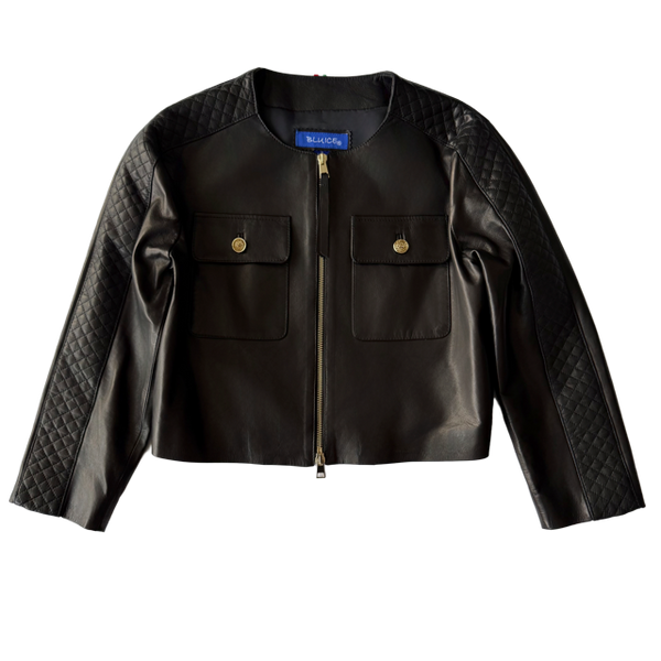 <P>2324<BR> CUT & STITCHED CROPPED LAMB LEATHER JACKET</P>