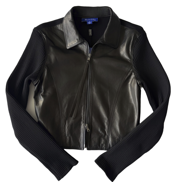 <P>904<BR>  LAMB LEATHER TRIM KNIT JACKET (ADDITIONAL COLORS)</P>