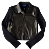 <P>904<BR>  LAMB LEATHER TRIM KNIT JACKET (ADDITIONAL COLORS)</P>