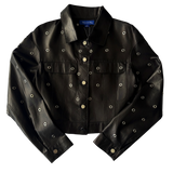 <P>31126G<BR> CROPPED GROMMET TRIM LAMB LEATHER JACKET (ADDITIONAL COLORS)</P>