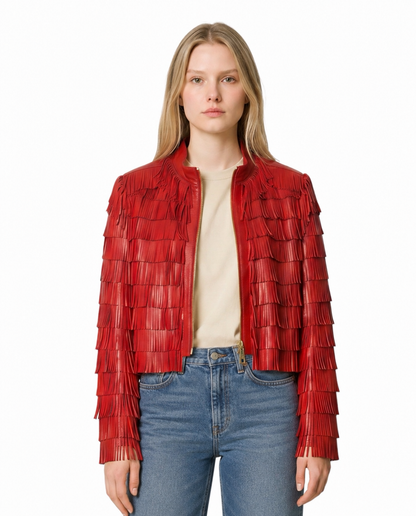 Lamb Leather Fringe Jacket